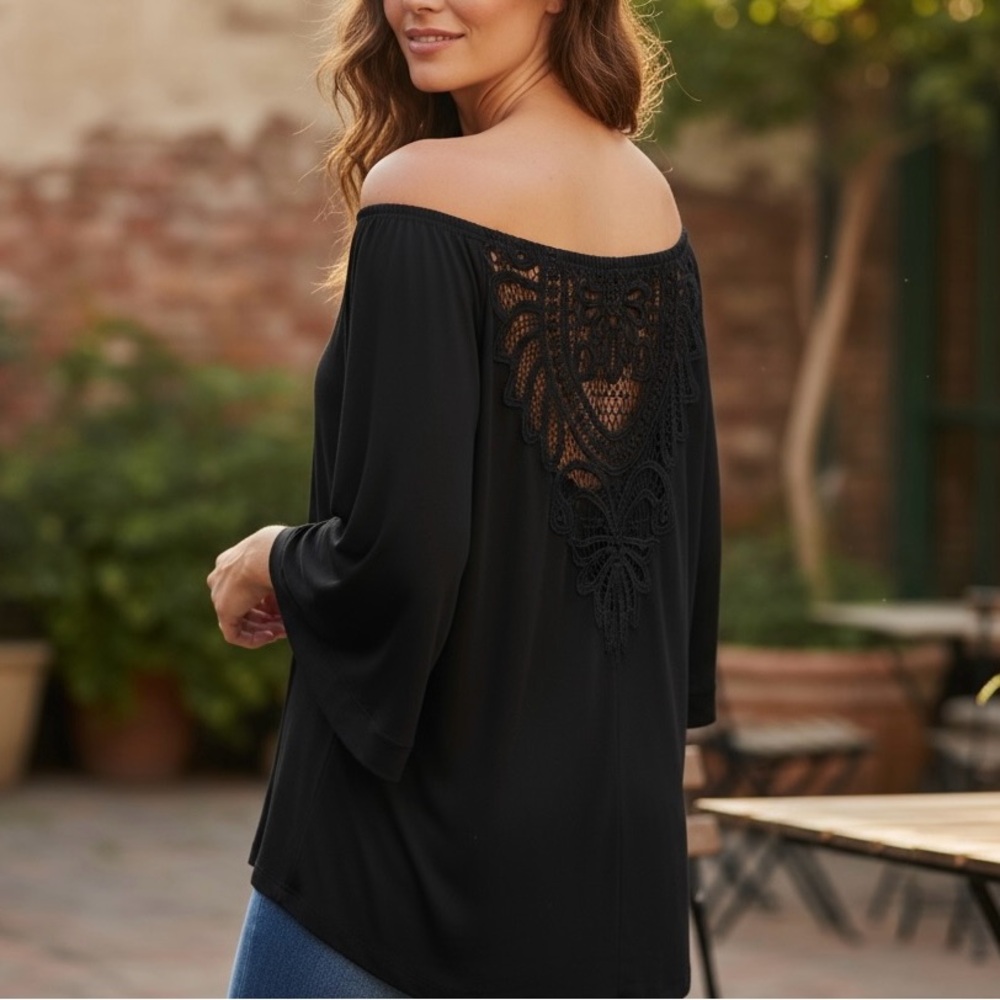 VAVA by Joy Han GEORGINA Off-The-Shoulder Blouse BLACK L